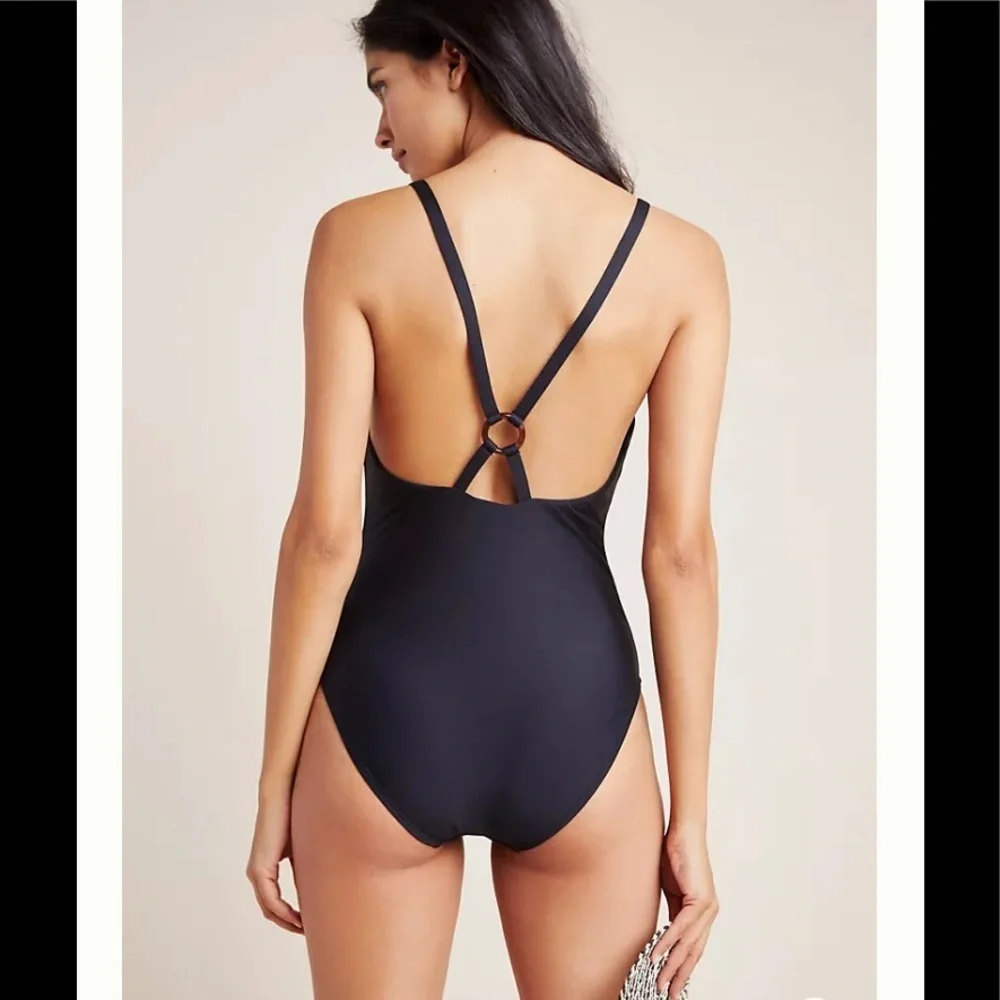 NWT Anthropologie Kaitlyn One piece swim Black S